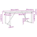vidaXL Table à manger cadre en O 180x90x75 cm bois de pin massif acier