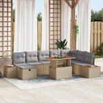 vidaXL Ensemble de 9 Canapés de jardin avec coussins Beige en Rotin synthétique