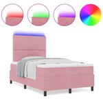 Lit Box Spring vidaXL avec Matelas & LED Rose 120x200 cm Velours