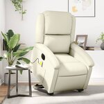 vidaXL Fauteuil inclinable de massage électrique crème similicuir