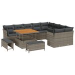 vidaXL Canapé de Jardin 12 Pièces avec Coussins Gris en Rattan Poly Acacia