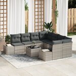 vidaXL Ensemble de Canapé de Jardin 9 Pièces avec Coussins Gris Clair Rattan Synthétique