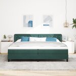 Lit Box Spring vidaXL avec Matelas Vert Foncé 200x200 cm Velours