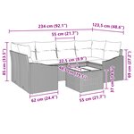 vidaXL Ensemble de canapé de jardin 7 pièces avec coussins en poly rattan noir