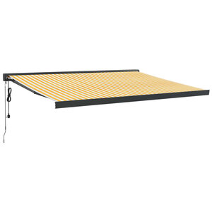 vidaXL Auvent rétractable jaune et blanc 4 5x3 m tissu et aluminium