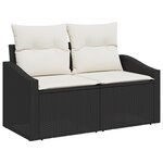 Ensemble de Canapés de Jardin 12 pièces avec Coussins Noirs en Poly Rattan