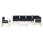 vidaXL Salon palette de jardin 7 Pièces avec coussins anthracite bois