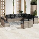 vidaXL Salon de jardin avec coussins 13 Pièces gris clair résine tressée