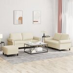 vidaXL Ensemble de canapés 3 Pièces avec coussins Crème Similicuir