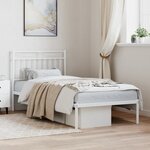 vidaXL Cadre de lit métal sans matelas avec tête de lit blanc 90x190cm