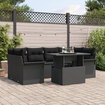 Set de canapé de jardin vidaXL 7 pièces avec coussins Rotin Poly Noir