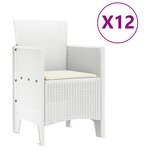 Set de salle à manger jardin vidaXL 13 pièces avec coussins en poly rattan blanc