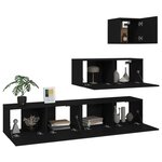 vidaXL Ensemble de meubles TV 4 Pièces Noir Bois d'ingénierie