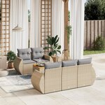 vidaXL Salon de jardin avec coussins 6 Pièces beige résine tressée