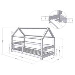 Lit cabane avec étagère 90 x 190 naturel