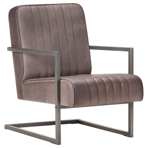 vidaXL Fauteuil cantilever Marron Cuir véritable