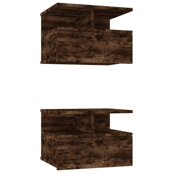 vidaXL Tables de chevet flottantes 2 Pièces Chêne fumé Bois d’ingénierie