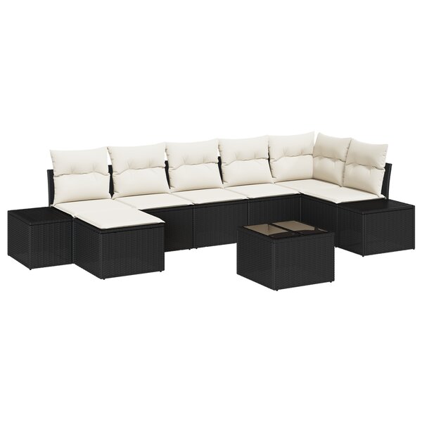 vidaXL Ensemble de 7 canapés de jardin avec coussins en rotin poly marron