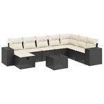 vidaXL Salon de jardin 9 Pièces avec coussins noir résine tressée