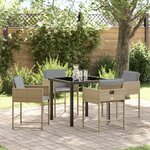 vidaXL Ensemble de salle à manger de jardin 5 pièces avec coussins beige rattan poly