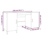 vidaXL Bureau Gris béton 140x50x75 cm Bois d'ingénierie