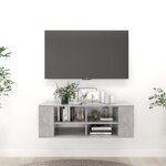 vidaXL Meuble TV mural Gris béton 102x35x35 cm Aggloméré