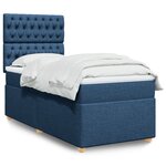vidaXL Sommier à lattes de lit avec matelas Bleu 90x190 cm Tissu
