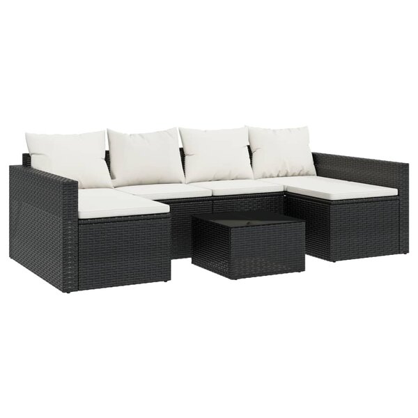 vidaXL Salon de jardin 2 Pièces avec coussins Noir Résine tressée