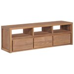 vidaXL Meuble TV Bois massif de teck et finition naturelle 120x30x40cm