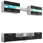 vidaXL Ensemble mural pour TV 5 Pièces avec lumières LED Noir brillant