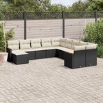 vidaXL Salon de jardin 11 Pièces avec coussins noir résine tressée