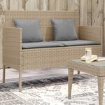 vidaXL Banc de jardin avec coussins beige résine tressée
