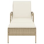 vidaXL Chaise longue avec coussin beige 63x200x81 cm résine tressée