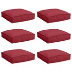 vidaXL Coussins Palette pour Siège 6 Pièces Rouge Vin 40x40x8 cm Tissu Oxford