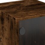 vidaXL Table de chevet avec porte en verre chêne fumé 35x37x50 cm