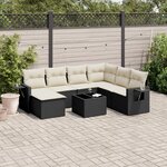 vidaXL Salon de jardin 8 Pièces avec coussins noir résine tressée