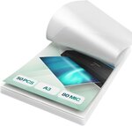 ACROPAQ 50 Feuilles plastifieuse A3 80 microns- Avec 50 Pochettes de Plastification - Brillantes - Coins arrondis