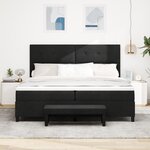 vidaXL Lit à ressort avec matelas et banc noir 200x200 cm en tissu