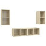 vidaXL Meubles TV muraux 4 Pièces Chêne sonoma Bois d'ingénierie