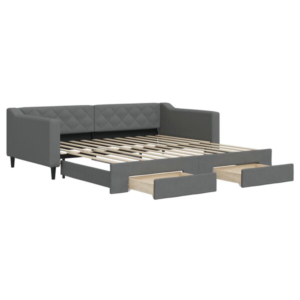 vidaXL Lit de jour avec gigogne et tiroirs sans matelas 100x200 cm