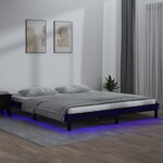 vidaXL Cadre de lit à LED sans matelas noir 120x190 cm bois massif