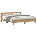 vidaXL Cadre de lit en bois d'ingénierie Chêne d'artisan 180 x 200 cm