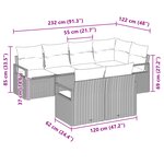 Set de Canapé de Jardin vidaXL 7 Pièces avec Coussins Gris Clair Poly Rattan