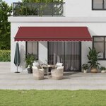 vidaXL Auvent rétractable automatique avec LED bordeaux 500x300 cm