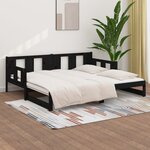 vidaXL Lit coulissant sans matelas noir bois de pin massif