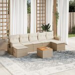 vidaXL Salon de jardin avec coussins 8 Pièces beige résine tressée
