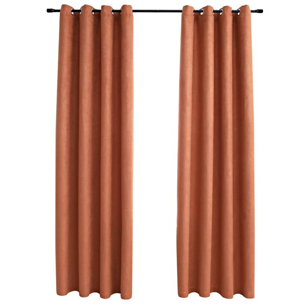 vidaXL Rideaux occultants et anneaux en métal 2 Pièces Rouille 140x175 cm