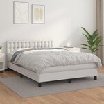 vidaXL Sommier à lattes de lit avec matelas Blanc 140x190cm Similicuir