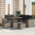 Ensemble de Canapés de Jardin de 8 Pièces avec Coussins Gris en Rattan