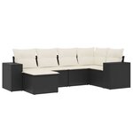 vidaXL Salon de jardin 6 Pièces avec coussins noir résine tressée